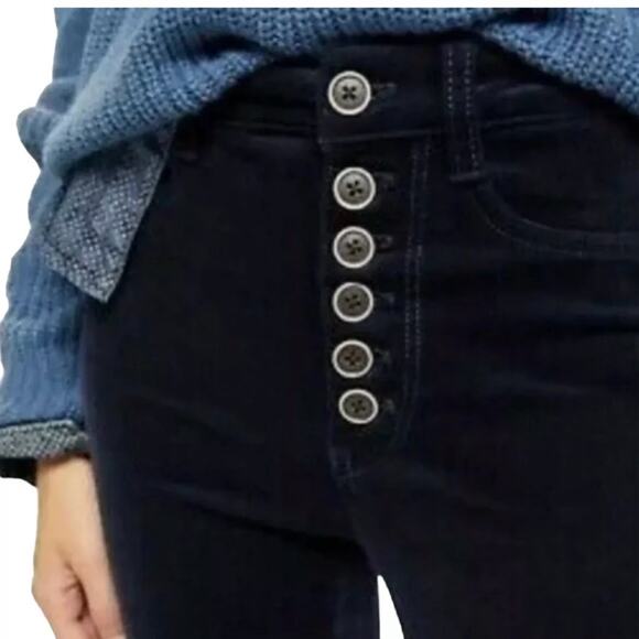 Anthropologie Pilcro Mid Rise Corduroy Velvet Skinny Jeans Ankle size 26 Navy - Picture 3 of 6
